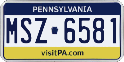 PA license plate MSZ6581