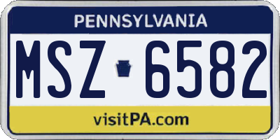 PA license plate MSZ6582