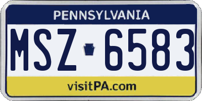 PA license plate MSZ6583