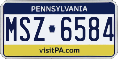 PA license plate MSZ6584