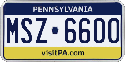 PA license plate MSZ6600