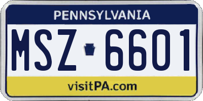 PA license plate MSZ6601