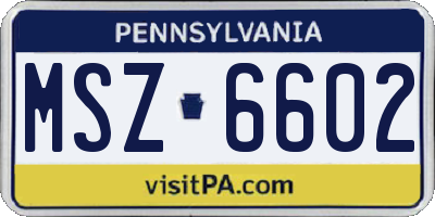 PA license plate MSZ6602