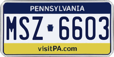 PA license plate MSZ6603