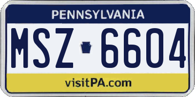 PA license plate MSZ6604