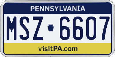 PA license plate MSZ6607