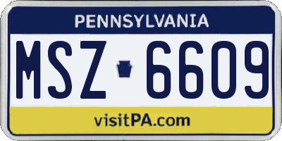 PA license plate MSZ6609