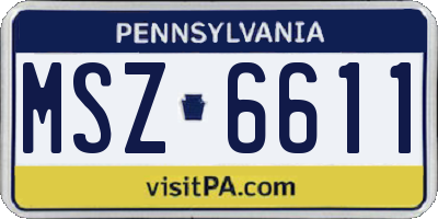 PA license plate MSZ6611