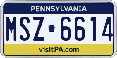 PA license plate MSZ6614