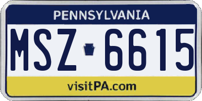 PA license plate MSZ6615