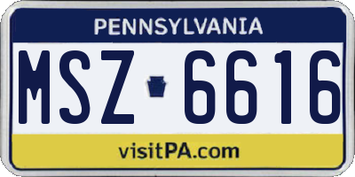PA license plate MSZ6616