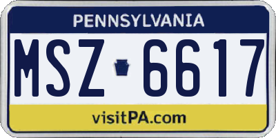 PA license plate MSZ6617