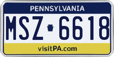 PA license plate MSZ6618