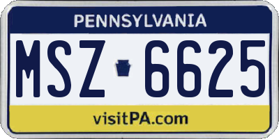 PA license plate MSZ6625