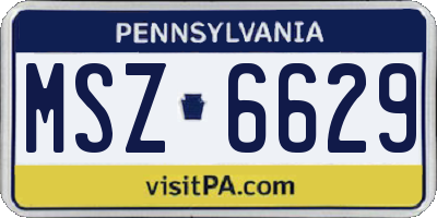 PA license plate MSZ6629