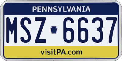 PA license plate MSZ6637
