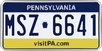 PA license plate MSZ6641