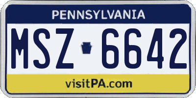 PA license plate MSZ6642