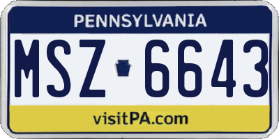 PA license plate MSZ6643