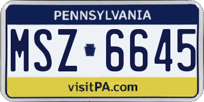 PA license plate MSZ6645