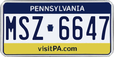 PA license plate MSZ6647