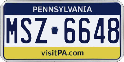 PA license plate MSZ6648