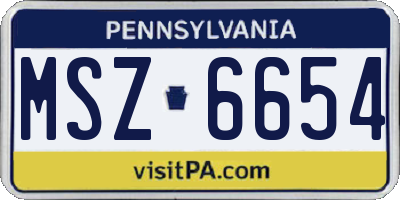 PA license plate MSZ6654