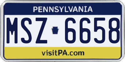 PA license plate MSZ6658