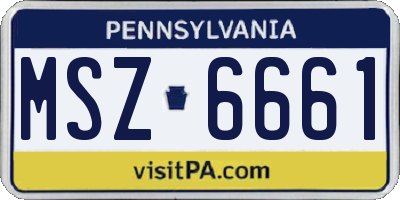 PA license plate MSZ6661
