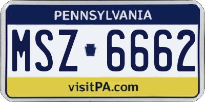 PA license plate MSZ6662