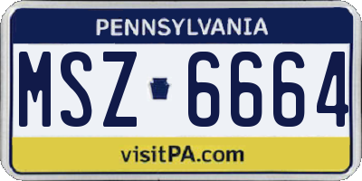 PA license plate MSZ6664