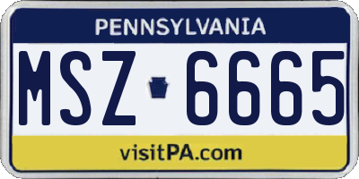 PA license plate MSZ6665