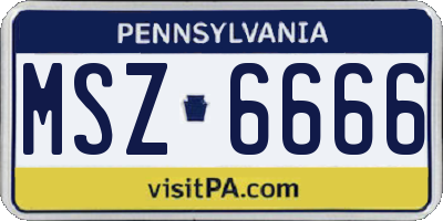 PA license plate MSZ6666
