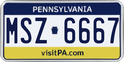 PA license plate MSZ6667