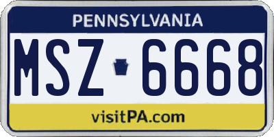 PA license plate MSZ6668
