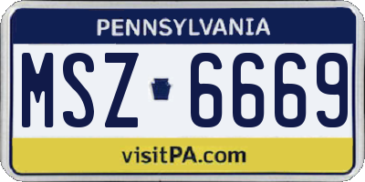 PA license plate MSZ6669
