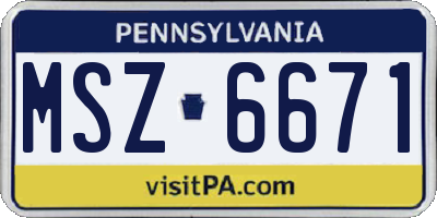 PA license plate MSZ6671
