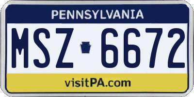 PA license plate MSZ6672