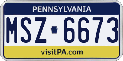 PA license plate MSZ6673