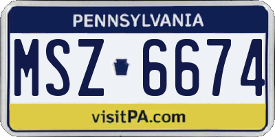 PA license plate MSZ6674