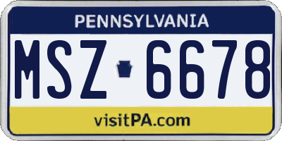 PA license plate MSZ6678