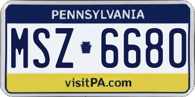 PA license plate MSZ6680
