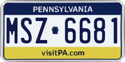 PA license plate MSZ6681