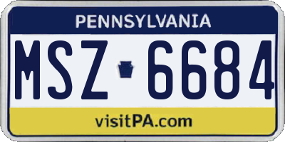 PA license plate MSZ6684