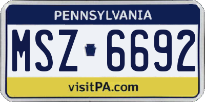 PA license plate MSZ6692