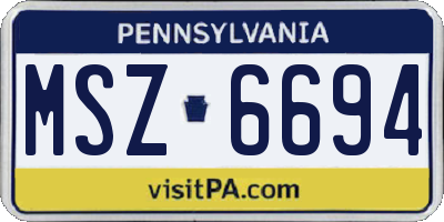 PA license plate MSZ6694