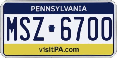 PA license plate MSZ6700