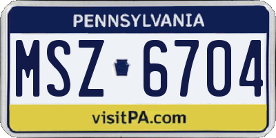 PA license plate MSZ6704