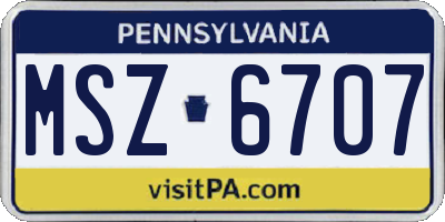 PA license plate MSZ6707