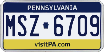 PA license plate MSZ6709